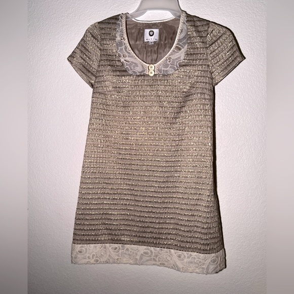 Mayle Gold Lace Dress, Size 4 - Picture 1 of 5